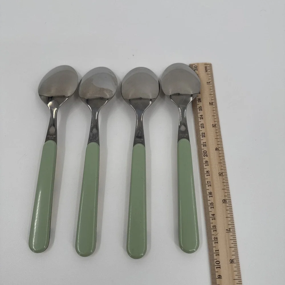 4 Pfaltzgraff Flower Garden Soup‎ Table Spoons Plastic/Stainless